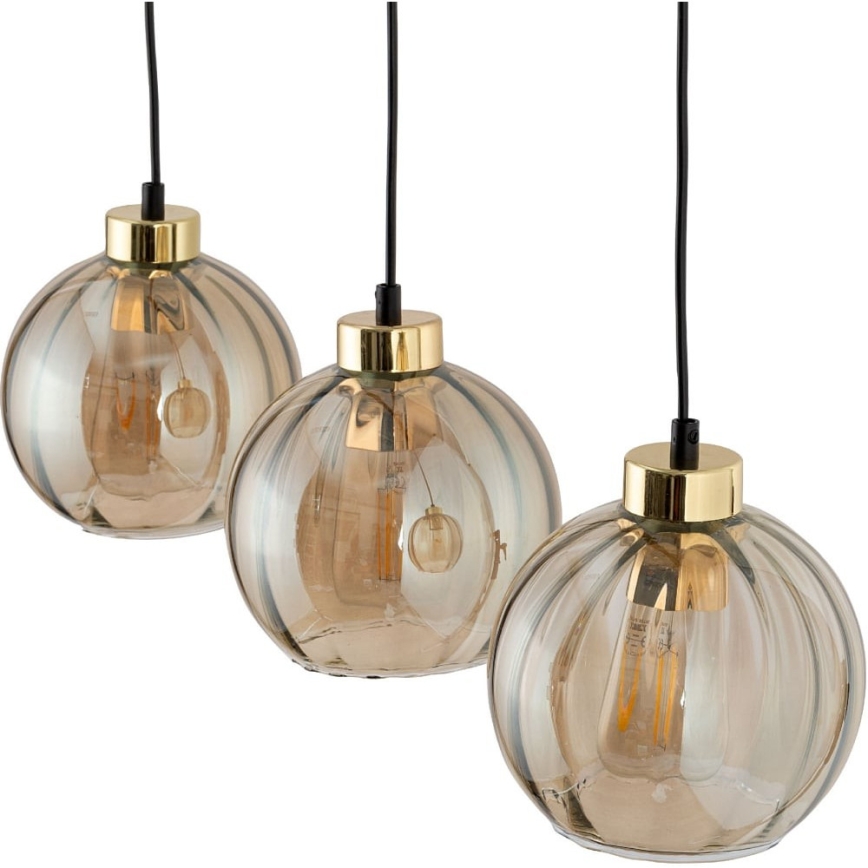 LED liustra ant laido DEVI 3xE27/15W/230V juoda/dūminė smėlinė