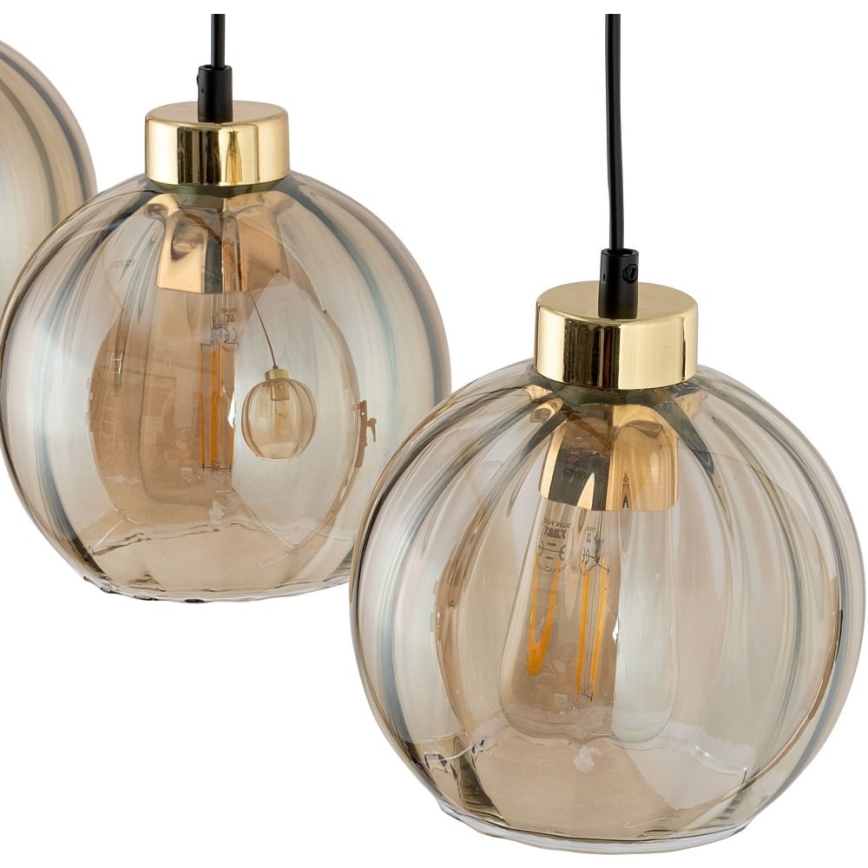 LED liustra ant laido DEVI 3xE27/15W/230V juoda/dūminė smėlinė