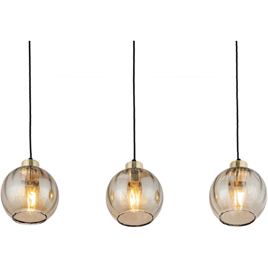 LED liustra ant laido DEVI 3xE27/15W/230V juoda/dūminė smėlinė
