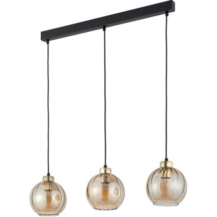 LED liustra ant laido DEVI 3xE27/15W/230V juoda/dūminė smėlinė