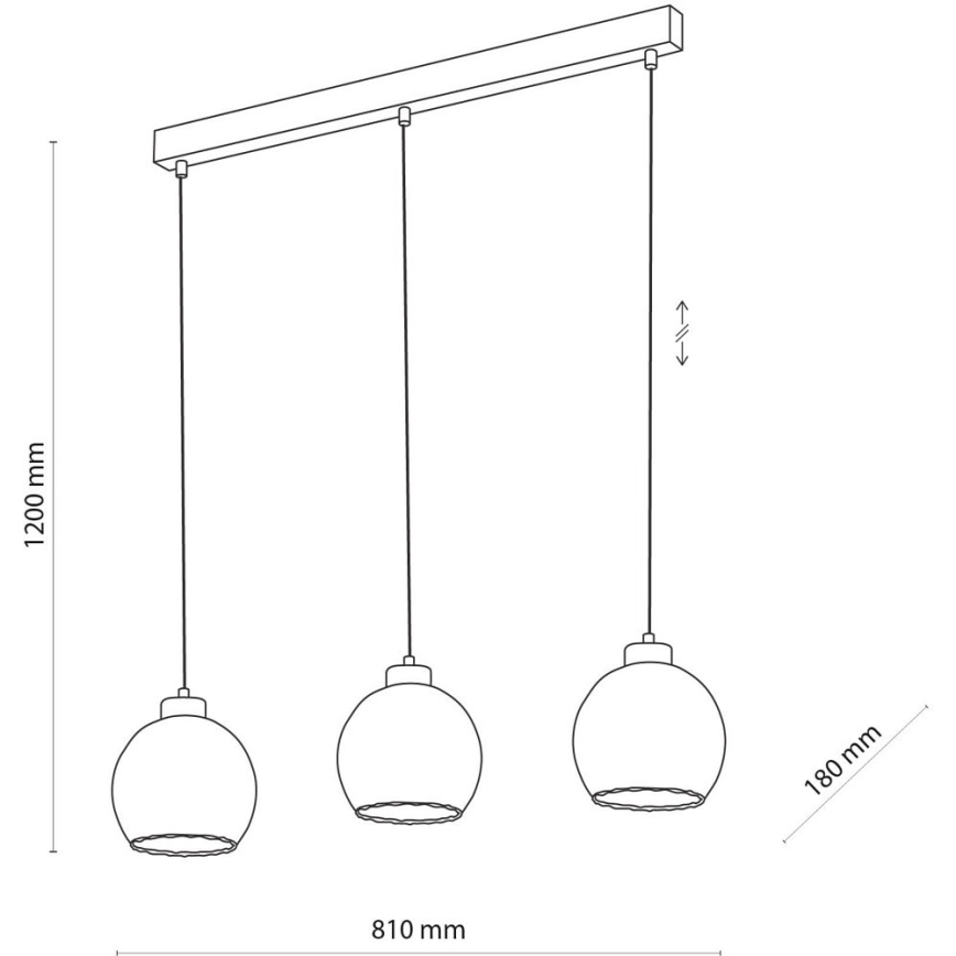 LED liustra ant laido DEVI 3xE27/15W/230V juoda/dūminė smėlinė