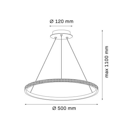 LED liustra ant laido DIANA LED/25W/230V 4000K skersmuo 50 cm auksinė