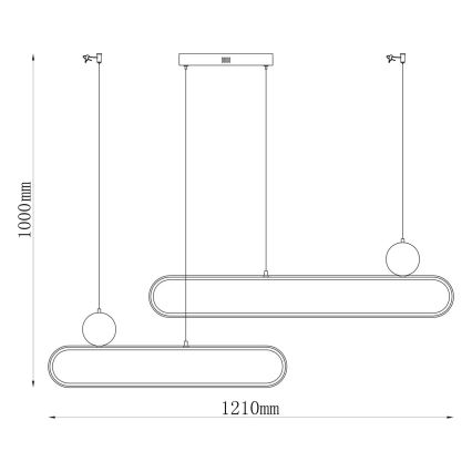 LED liustra ant laido FLORENTYNA LED/48W/230V 4000K juoda/smėlinė