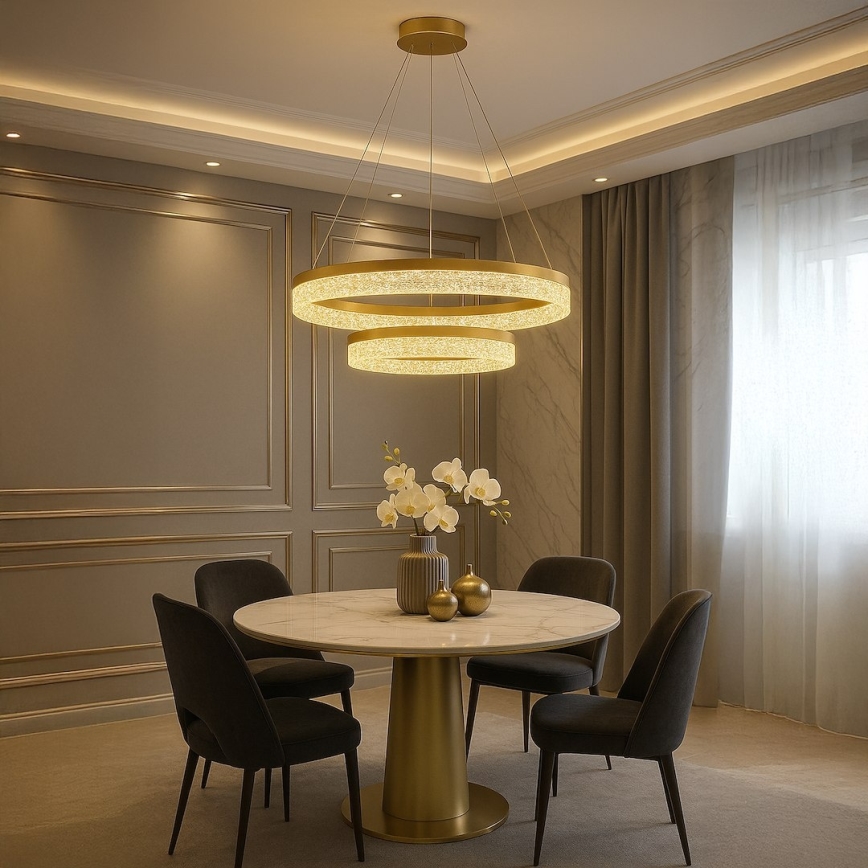 LED liustra ant laido GALA LED/54W/230V Ø 60 cm auksinė