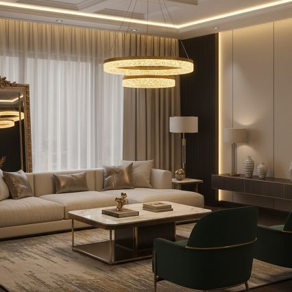 LED liustra ant laido GALA LED/54W/230V Ø 60 cm auksinė