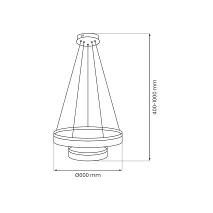 LED liustra ant laido GALA LED/54W/230V Ø 60 cm auksinė