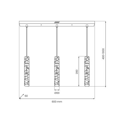 LED liustra ant laido LAGOS LED/24W/230V, auksinė
