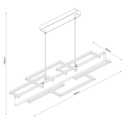 LED liustra ant laido LARYSA LED/35W/230V iš pušies