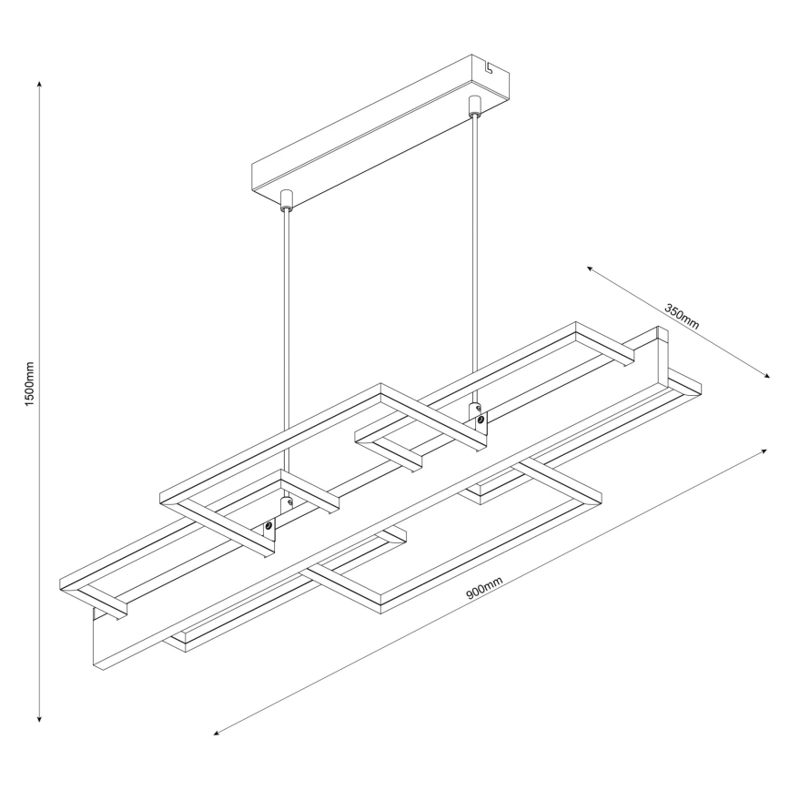 LED liustra ant laido LARYSA LED/35W/230V iš pušies