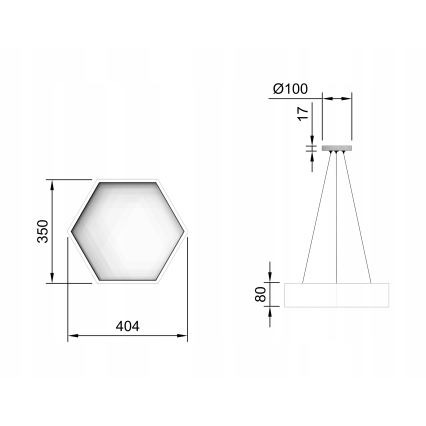 LED liustra ant laido LED/20W/230V juoda