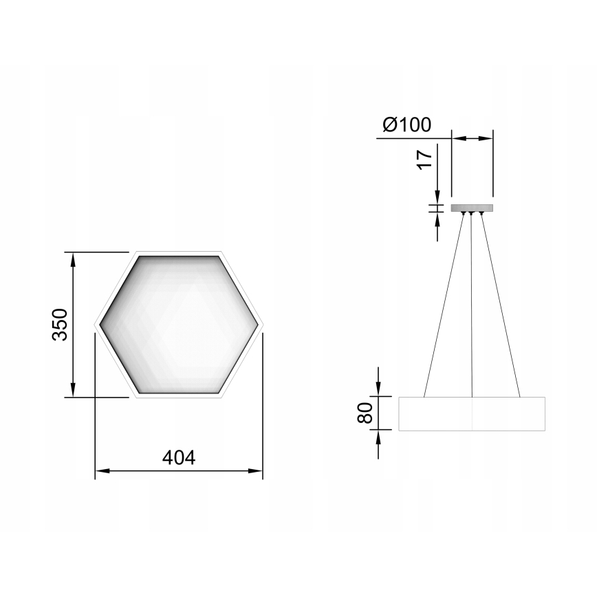 LED liustra ant laido LED/20W/230V juoda