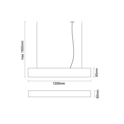 LED liustra ant laido LED/55W/230V 3000/4000/6500K 120 cm balta