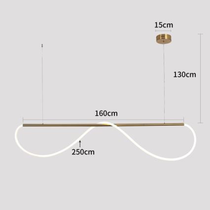 LED liustra ant laido MELECA LED/36W/230V 3000/4000/6000K 160 cm auksinė