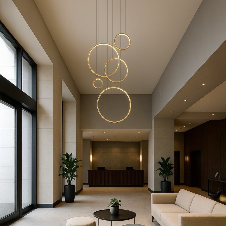 LED liustra ant laido SATURNO LED/100W/230V auksinė