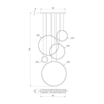 LED liustra ant laido SATURNO LED/100W/230V auksinė