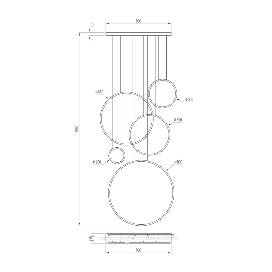 LED liustra ant laido SATURNO LED/100W/230V auksinė