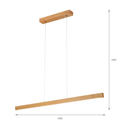 LED liustra ant laido VERDE LED/18W/230V 3000K 106 cm ąžuolas