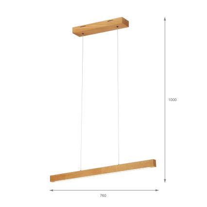 LED liustra ant laido VERDE LED/18W/230V 3000K 76 cm ąžuolas