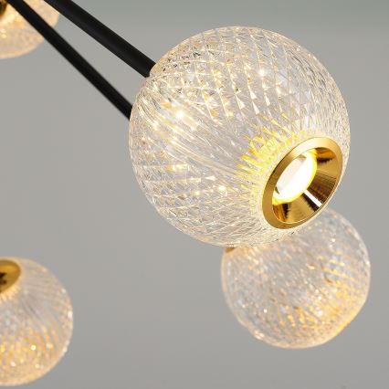 LED liustra ant strypo GELA 12xLED/5W/230V 3000K juoda/auksinė