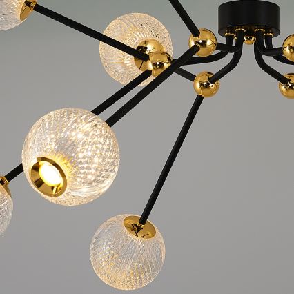 LED liustra ant strypo GELA 12xLED/5W/230V 3000K juoda/auksinė