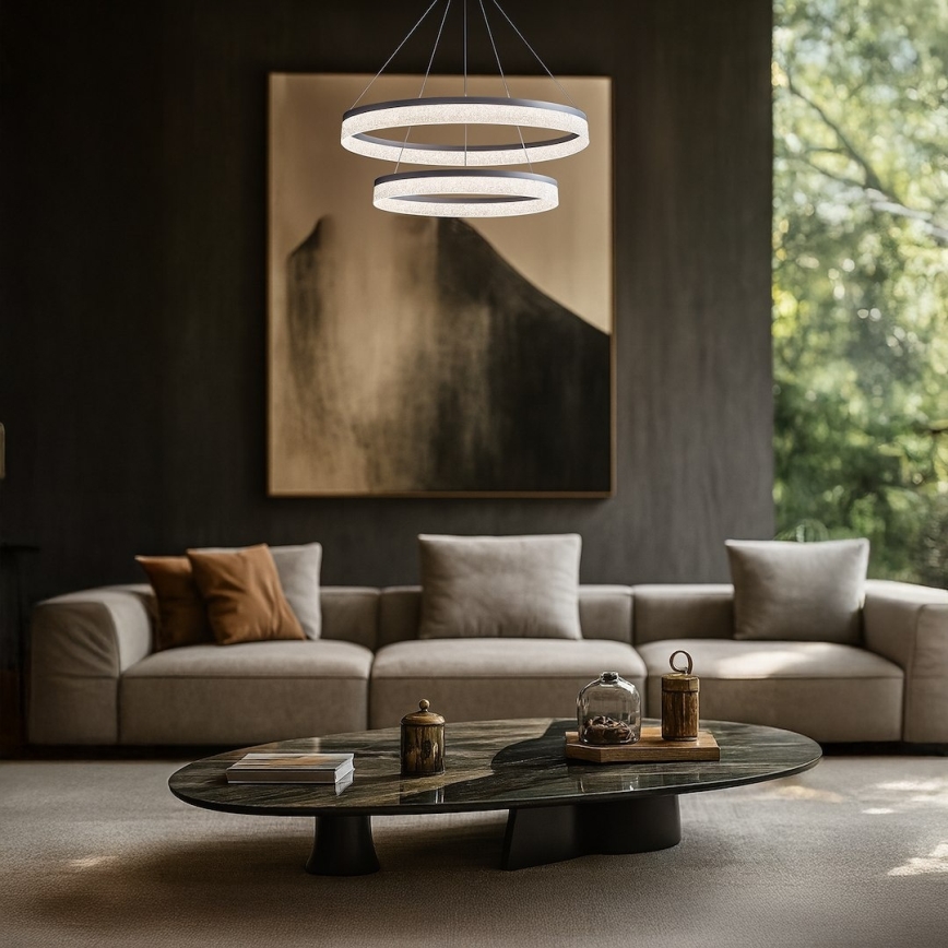 LED liustra ant troselio GALA LED/54W/230V, skersmuo 60 cm, sidabro spalvos