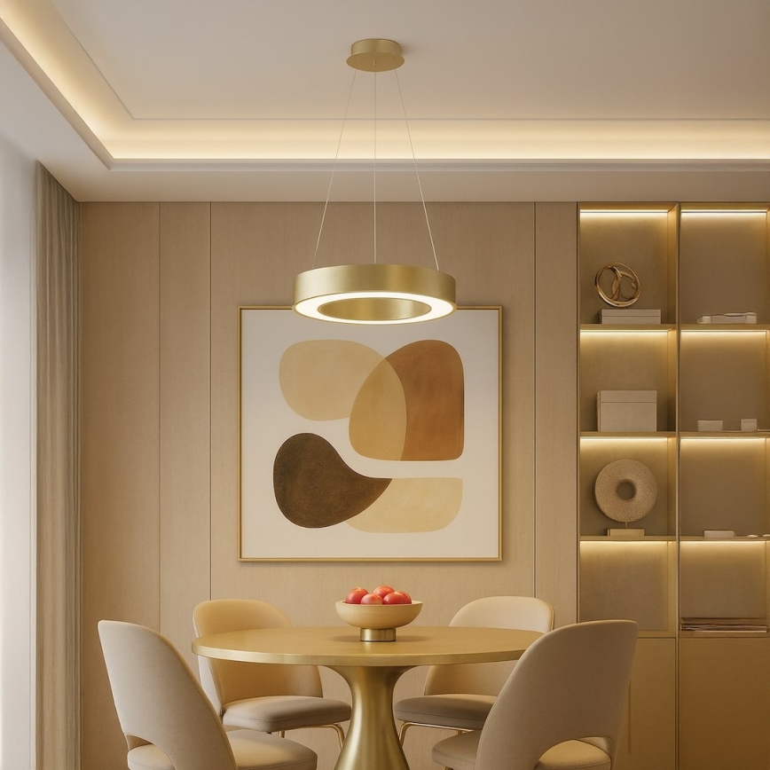 LED liustra ant troselio UNION LED/40W/230V 3000/4000/6500K, skersmuo 40 cm, auksinė