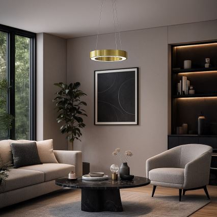 LED liustra ant troselio UNION LED/40W/230V 3000/4000/6500K, skersmuo 40 cm, auksinė