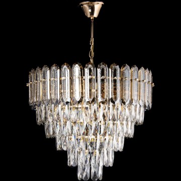 LED liustra su grandine 9xE27/60W/230V + 6xLED/6W skers. 50 cm auksinė