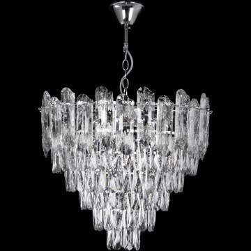 LED liustra su grandine, 9xE27 (iki 60W)/230V + 6xLED/6W, skersmuo 50 cm, blizgus chromas