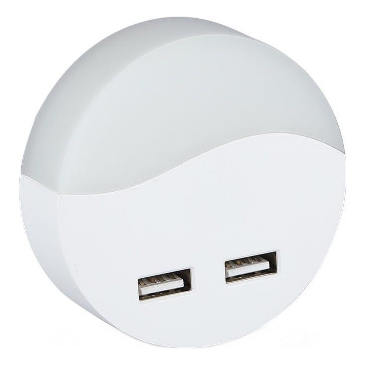 LED Lizdinė naktinė lemputė su prieblandos jutikliu 2xUSB LED/0,45W/230V 3000K