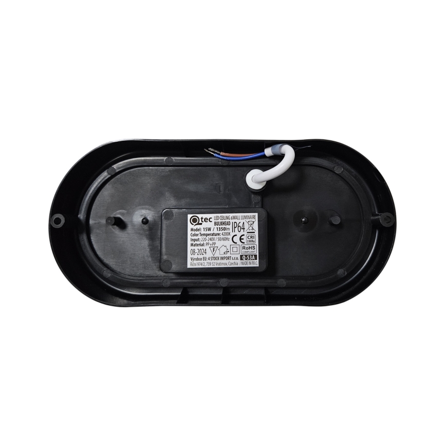 LED lubinis lauko šviestuvas LED/15W/230V 4200K 20x9,8 cm IP64 juoda