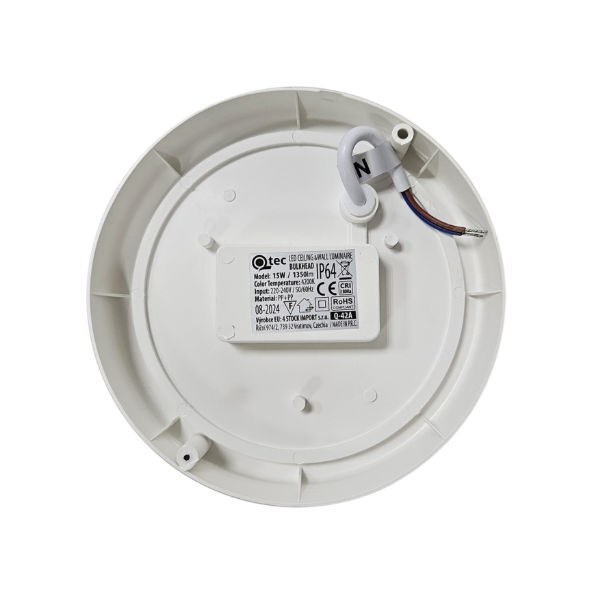 LED lubinis lauko šviestuvas LED/15W/230V 4200K diametras 15,5 cm IP64 balta