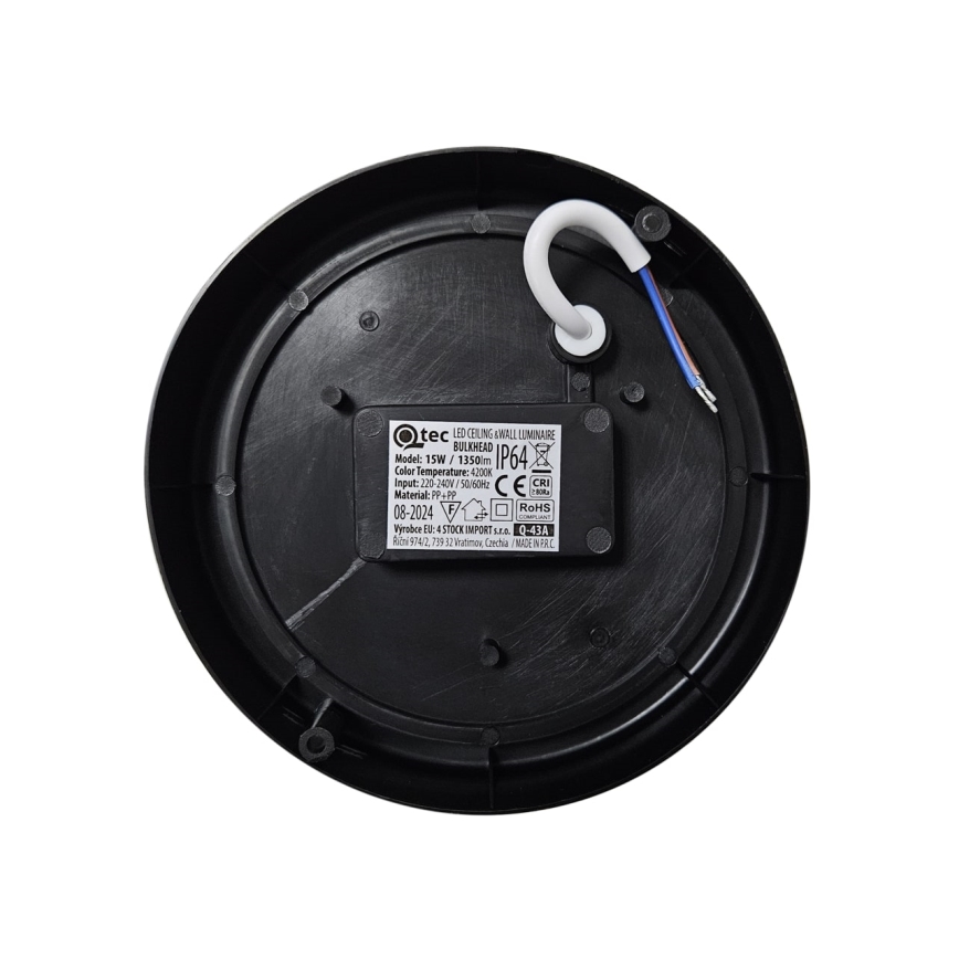 LED lubinis lauko šviestuvas LED/15W/230V 4200K diametras 15,5 cm IP64 juoda