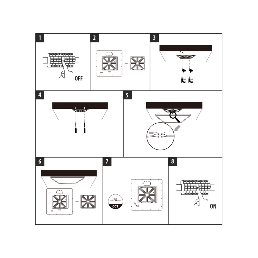 LED lubinis šviestuvas 24W/230V 3000/4000/6500K 30x30 cm, baltas