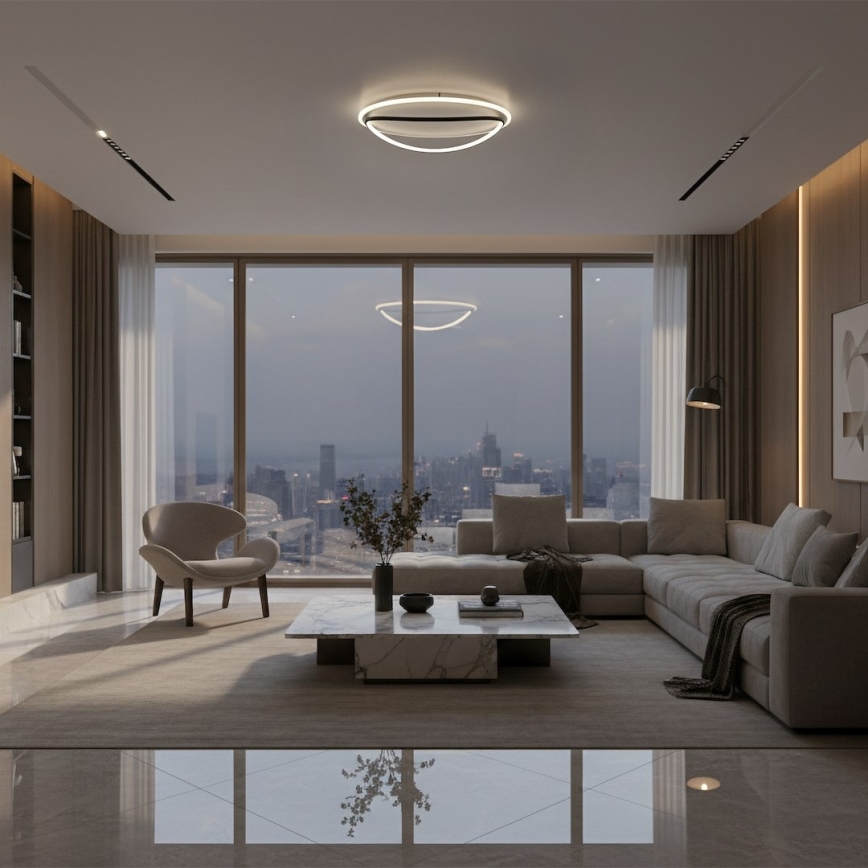 LED lubinis šviestuvas HALO, 38 W, 230 V, Ø 50 cm, juodas