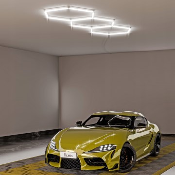 LED Lubinis šviestuvas HEXAGON LED/128W/85-265V 6000K 248x97 cm CRI 90 IP54 baltas