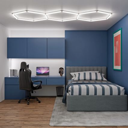LED Lubinis šviestuvas HEXAGON LED/128W/85-265V 6000K 248x97 cm CRI 90 IP54 baltas