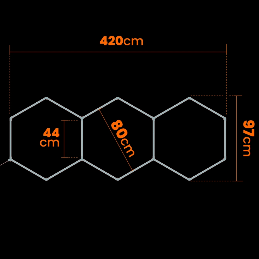 LED Lubinis šviestuvas HEXAGON LED/128W/85-265V 6000K 248x97 cm CRI 90 IP54 baltas