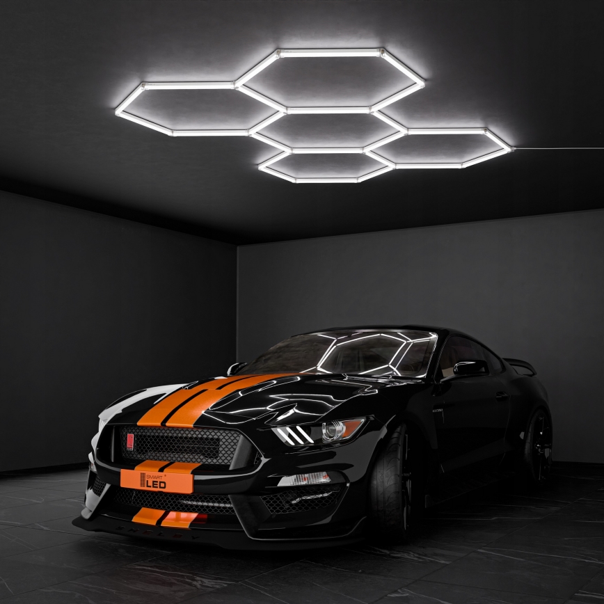 LED lubinis šviestuvas HEXAGON LED/192W/85-265V 6500K 298x209 cm CRI 90 IP54 baltas