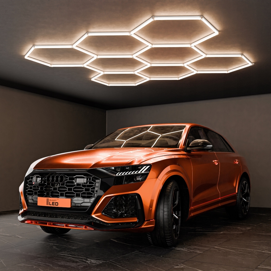 LED lubinis šviestuvas HEXAGON LED/280W/85-265V 4000K 313x298 cm CRI 90 IP54 balta