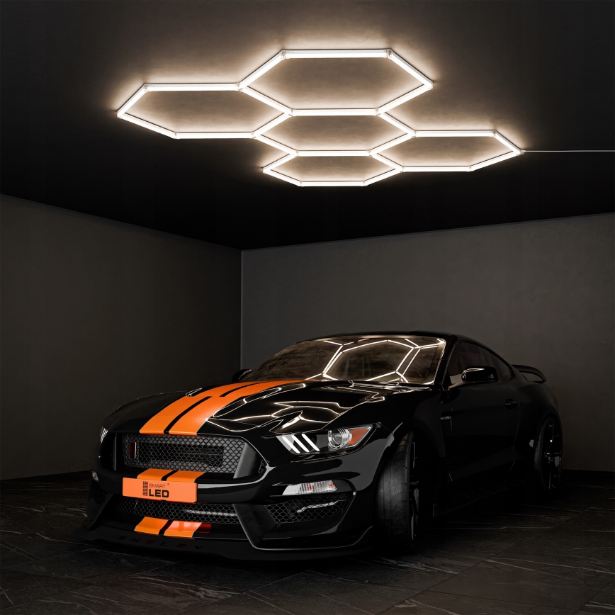 LED lubinis šviestuvas HEXAGON LED/350W/85-265V 6500K 313x298 cm CRI 90 IP54 balta