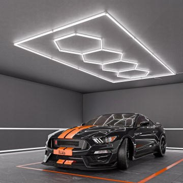 LED lubinis šviestuvas HEXAGON LED/384W/85-265V 6500K 484x243 cm CRI 90 IP54 balta