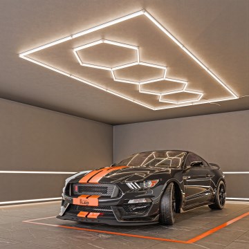 LED lubinis šviestuvas HEXAGON LED/426W/85-265V 4000K 484x243 cm CRI 90 IP44 baltas