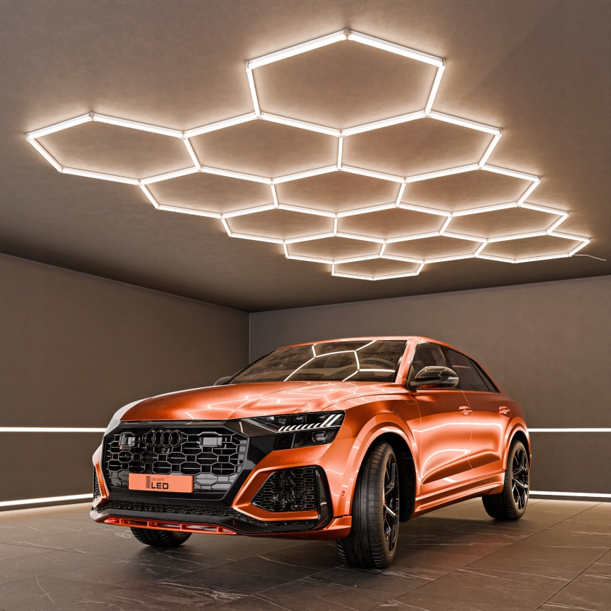 LED lubinis šviestuvas HEXAGON LED/456W/85-265V 4000K 522x298 cm CRI 90 IP54 balta