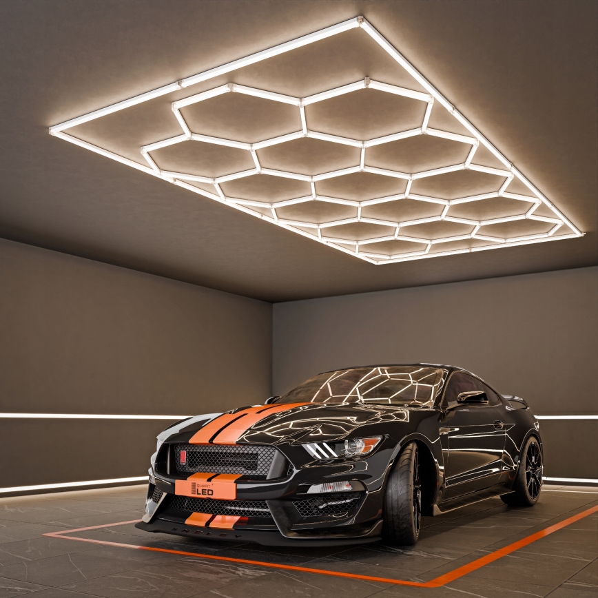 LED lubinis šviestuvas HEXAGON LED/696W/85-265V 4000K 484x243 cm CRI 90 IP54 balta