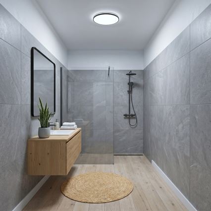 Lubinis LED šviestuvas HUGO, 12/18/24 W, 230 V, 3000/4000/6500 K, skersmuo 30 cm, IP54, juodas