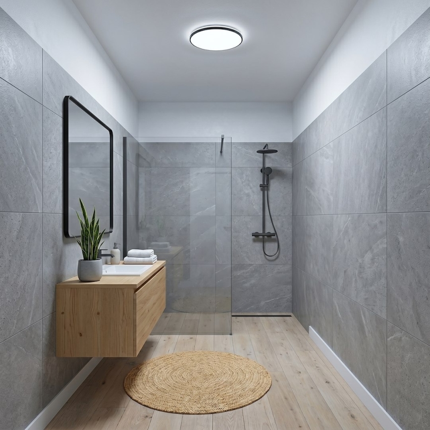 Lubinis LED šviestuvas HUGO, 12/18/24 W, 230 V, 3000/4000/6500 K, skersmuo 30 cm, IP54, juodas