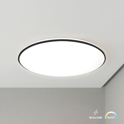 LED Lubinis šviestuvas HUGO LED/16/24/32W/230V 3000/4000/6500K skersmuo 37 cm IP54 juodas