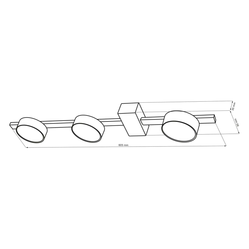 LED lubinis šviestuvas JOY 3xGX53/6W/230V juoda