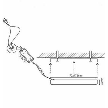 LED lubinis šviestuvas LED/12W/230V 4000K 17,2x17,2 cm